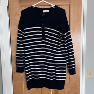 Sezane Evelyn Dress in Striped Navy and White
